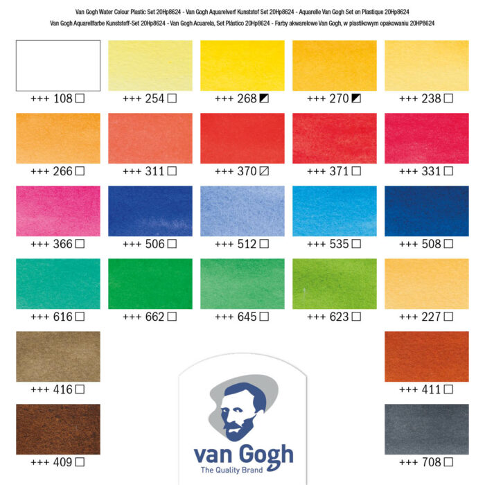 Van Gogh Water Colour Plastic Case Set with 24 Colours in Half Pans