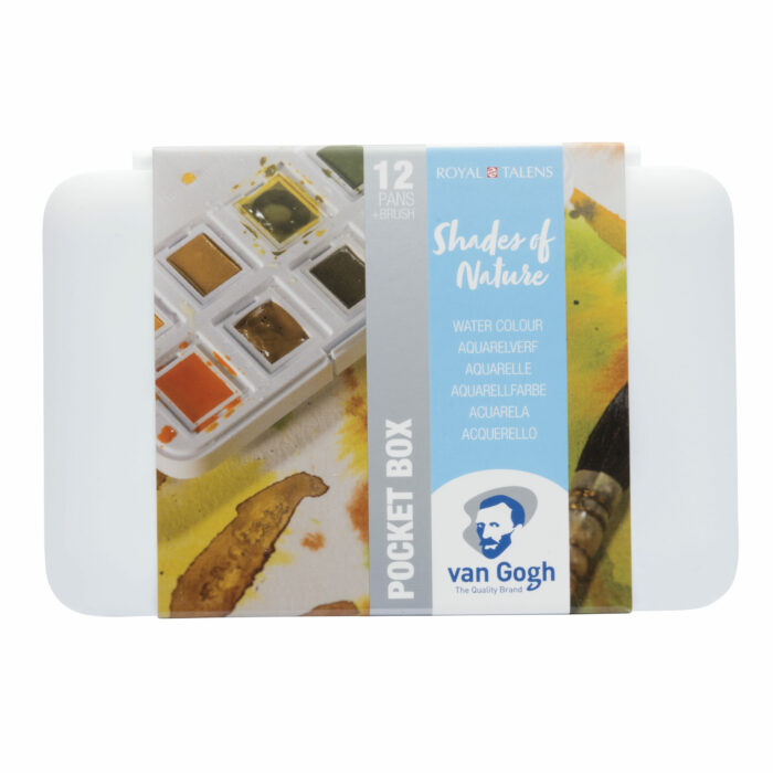Van Gogh Water Colour Pocket Box Shades of Nature with 12 Colours in Half Pans